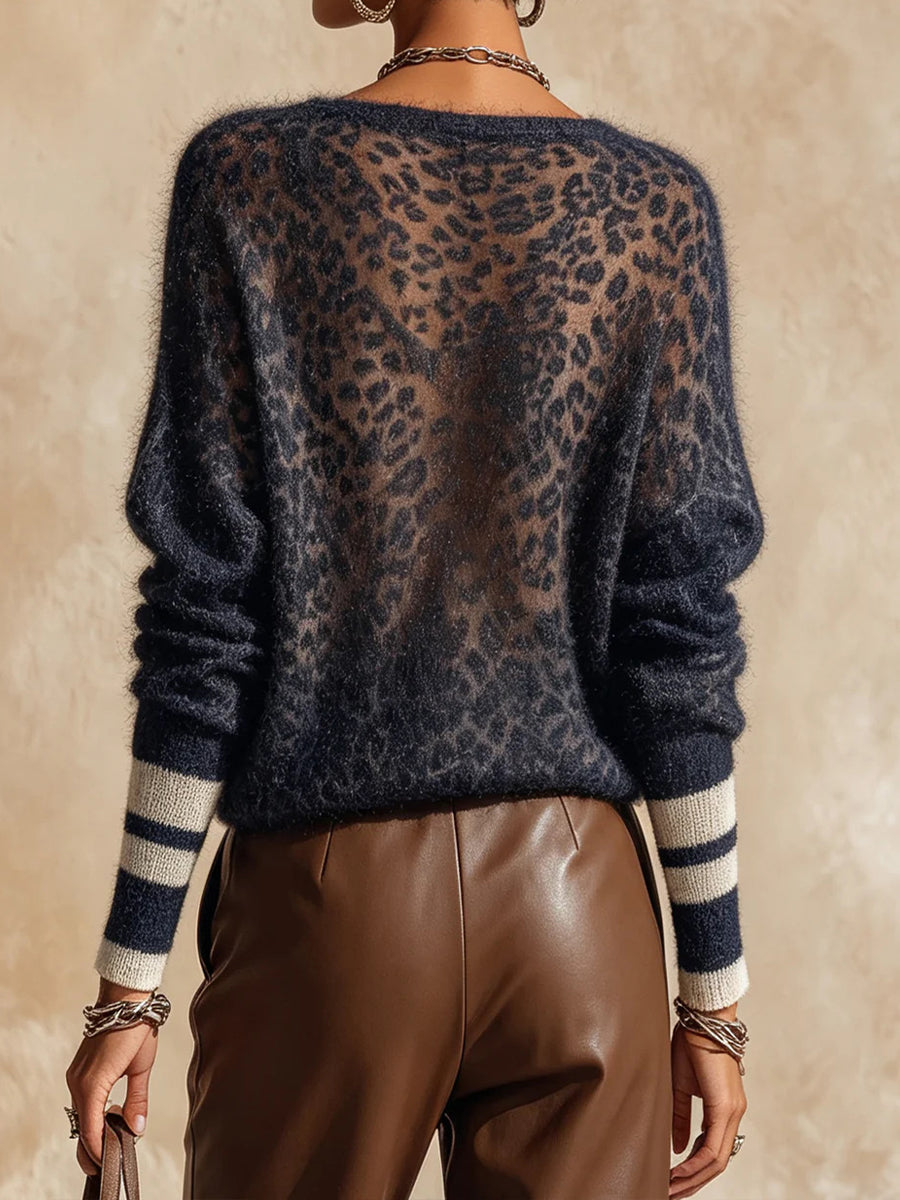 Curated Designer –Cozy Wool blend Leopard-print Pullover With A Brushed Finish