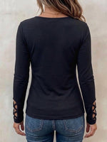 V-neck Long-sleeve Top With Crisscross Lace-up And Cut-out Details