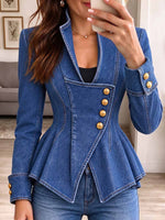 Women's Asymmetrical Peplum Denim Jacket