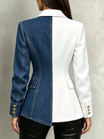Chic Color-block Denim Blazer