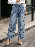 Stylish And Elegant Shimmering Floral Jeans