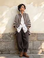 Chic Ruffled Casual Grey Knit Cardigan Sweater