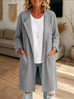 Cozy Open-Front Wool-Blend Longline Coat